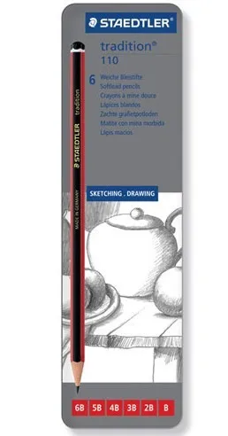 Staedtler Профессиональный карандашный рисунок железный ящик подарочный набор, 6 шт./кор