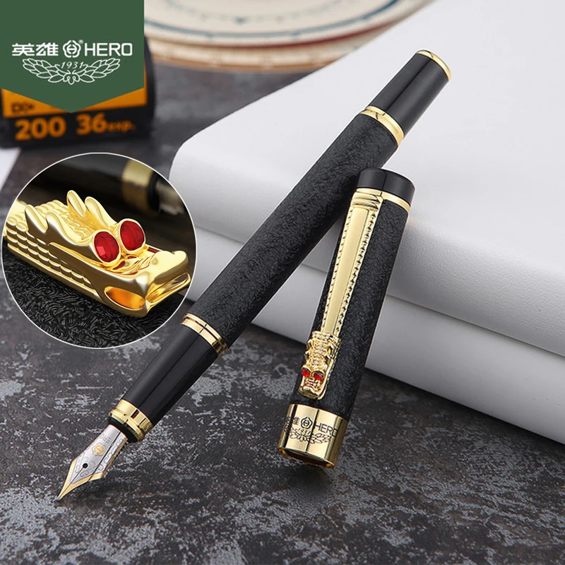 

Free Shipping 2019 New Arrival Brand Hero Fountain Pen Metal Dragon Clip Business Fast Writing Brand Clip Pen Buy 1 Pen Send 2