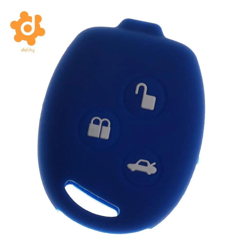 Car Key Shell Fob Case Cover Protector KP-102 for Ford Fiesta Blue+White