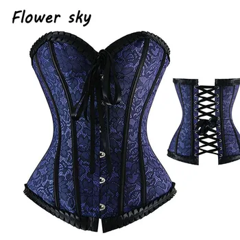

FLOWER SKY Corsets Sexy vintage lace-up Corsets and Bustiers Overbust Gothic lady elegant red push vintage Strapless Corselet