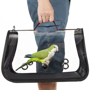 

Portable Parrot Outing Backpack Bird Carrier with Wood Perch Breathable Transparent Space Capsule Travel Cage Bird Supplies