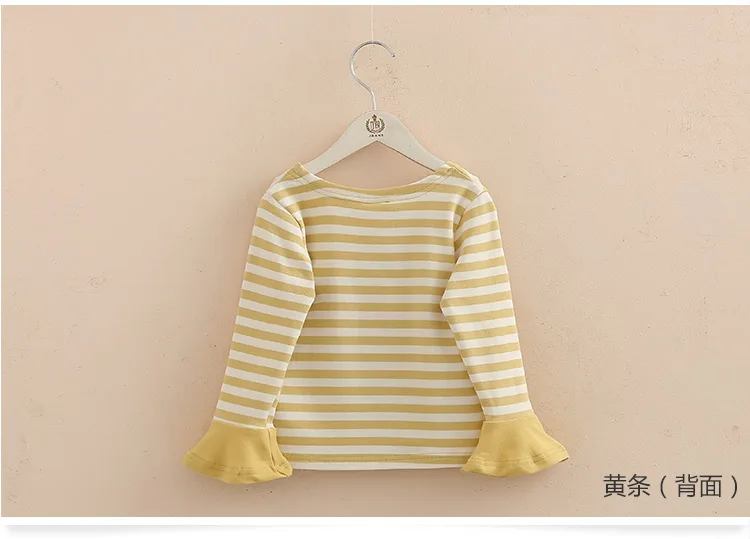 2018 Spring Autumn 2-11 12 Year Teenager Children Sweet Striped O-Neck Baby Long Flare Trumpet Sleeve Kids Girls Basic T-Shirts (10)