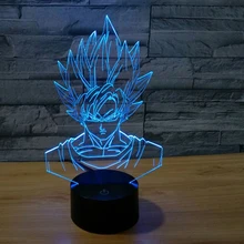 Dragon Ball Z Saiyan Son Goku 3D USB 7 цветов, меняющий светодиодный ночник, настольные лампы, рождественские подарки на праздник, новое освещение