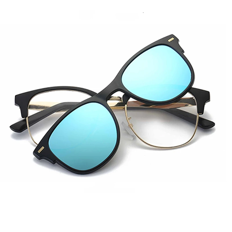 Оптическая оправа для очков Мужская женская с магнитами поляризованные прикрепляемые солнцезащитные очки Рецептурные очки оправа для очков QF066 - Цвет оправы: QF066-C2