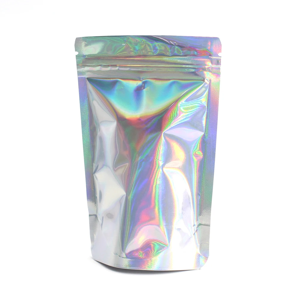 100 Stück Holographische Regenbogen Laserfolie Heißsiegel Zip Lock Beutel Tasche 