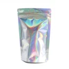 Thick 50pcs Aluminum Foil Laser Zip Lock Pouch Clear Hologram Rainbow Stand Up Zip Lock Plastic Packaging Bag with Tear Notch 1