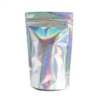 Thick 50pcs Aluminum Foil Laser Zip Lock Pouch Clear Hologram Rainbow Stand Up Zip Lock Plastic Packaging Bag with Tear Notch 1