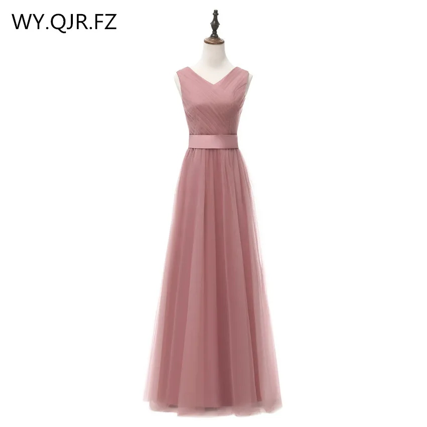

SJZL80-ZP#v-neck bowknot cameo brown gauze new spring 2019 long bridesmaid dresses bride wedding prom party dress wholesale