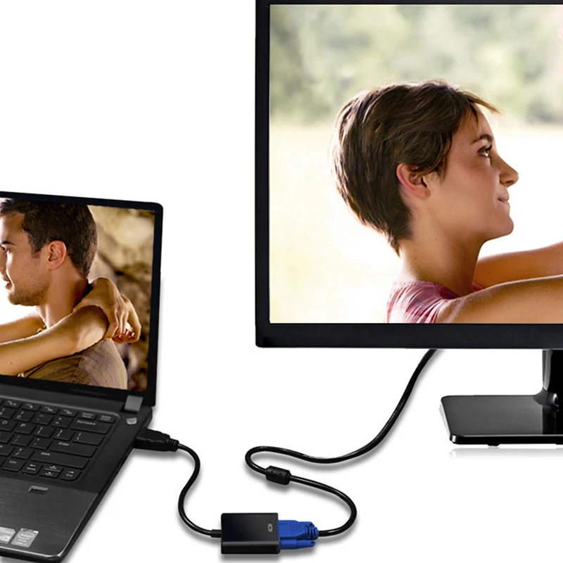 HDMI-compatible to VGA Adapter Cable 1080P Video Converter for Laptop Projector