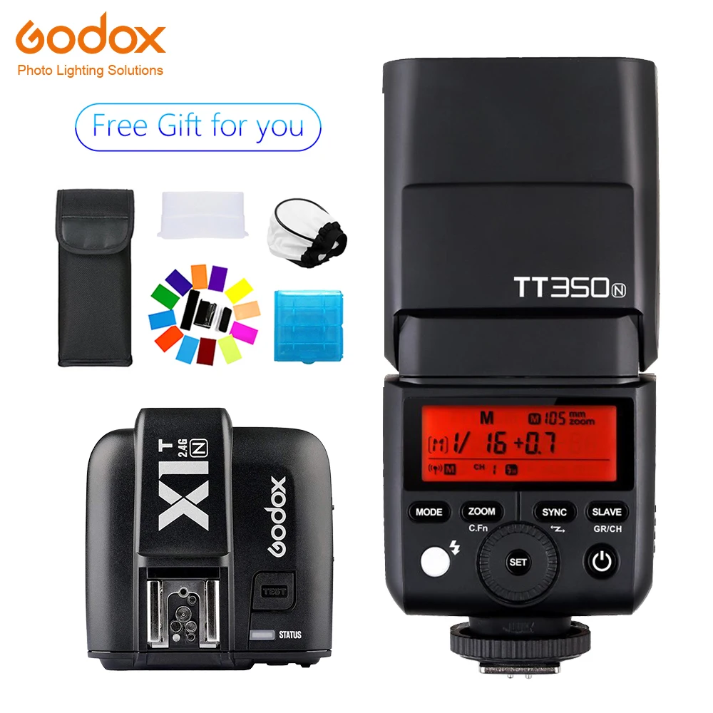 

Godox TT350 Mini TT350N Speedlite flash TTL 2.4G+X1T-N Transmitter Wireless Flash Trigge for nikon Camera D800 d700 D7100 D700