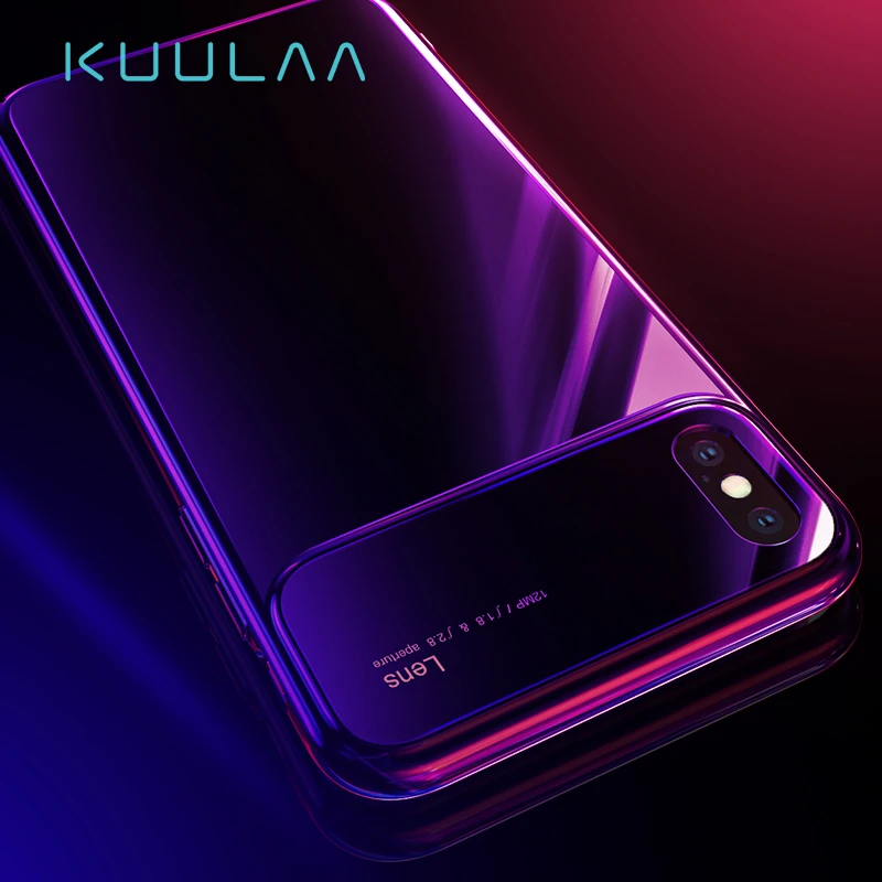

KUULAA For iPhone X Case Luxury Mirror Glass Phone Case i Phone 7Plus Slim Shockproof Back Cover For iPhone XS Max XR 8 7 Plus