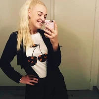 Mulheres 2018 Nova verão cereja imprimir manga curta tee camiseta branca sm l