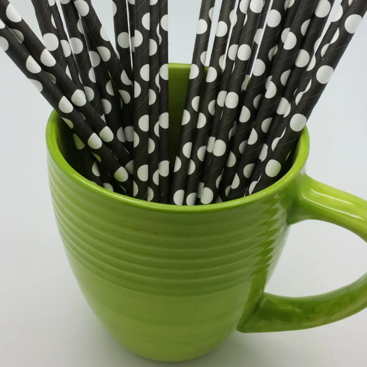 Set of 50 black with white dots Paper Straws, ships from Dallas Texas
