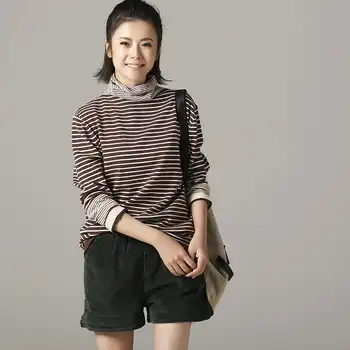 Z8119 The big yards striped turtleneck joker loose render knit a female