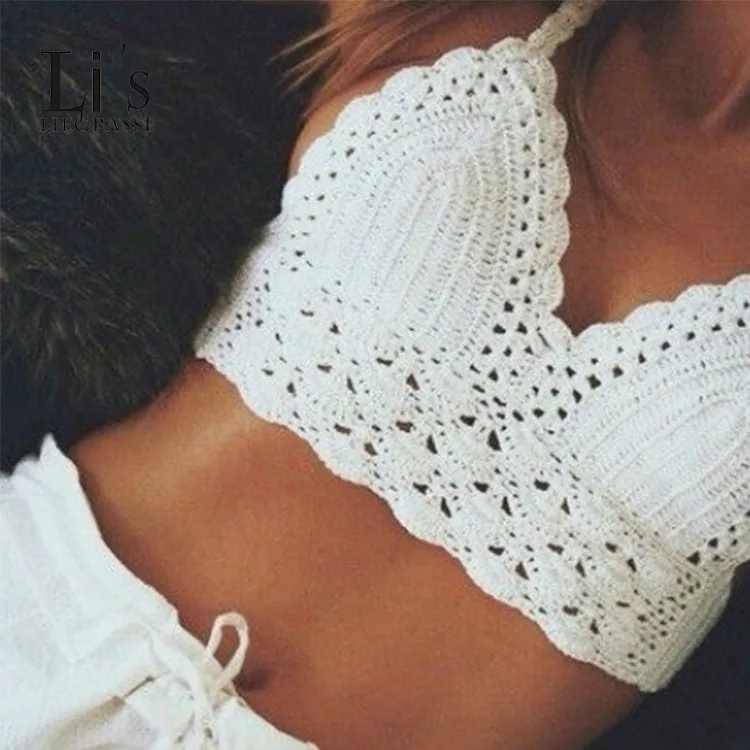 

Li's LIEGRASSE Sexy Handmade Crochet Bikinis Women Swimsuit Beach Bikinis Crochet Swimwear Bikini Top