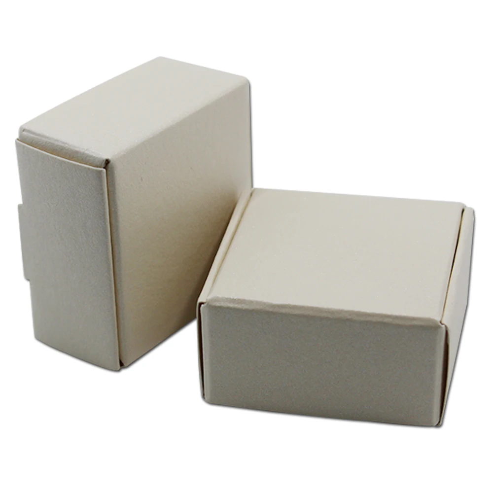 100Pcs Square White Natural Kraft Paper Box Craft Handmade Soap Jewelry