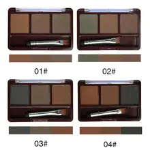 3 цвета бровей порошок Палитра Профессиональные Косметические Водонепроницаемый длительный бровей Enhancer Красота макияж с Eyebow щетка