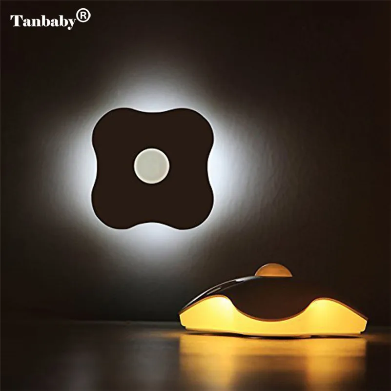  Portable LED PIR Motion Sensor Night Light Battery USB Novelty Emergency Table Lamp Stick on Anywhe