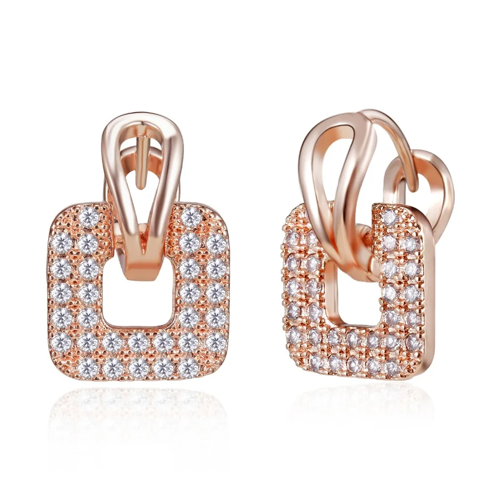 

Crystal Geometric Square Cubic Zirconia Stud Earrings Classic Earrings For Women Jewelry 2018 Fashion Wedding Stud Earrings