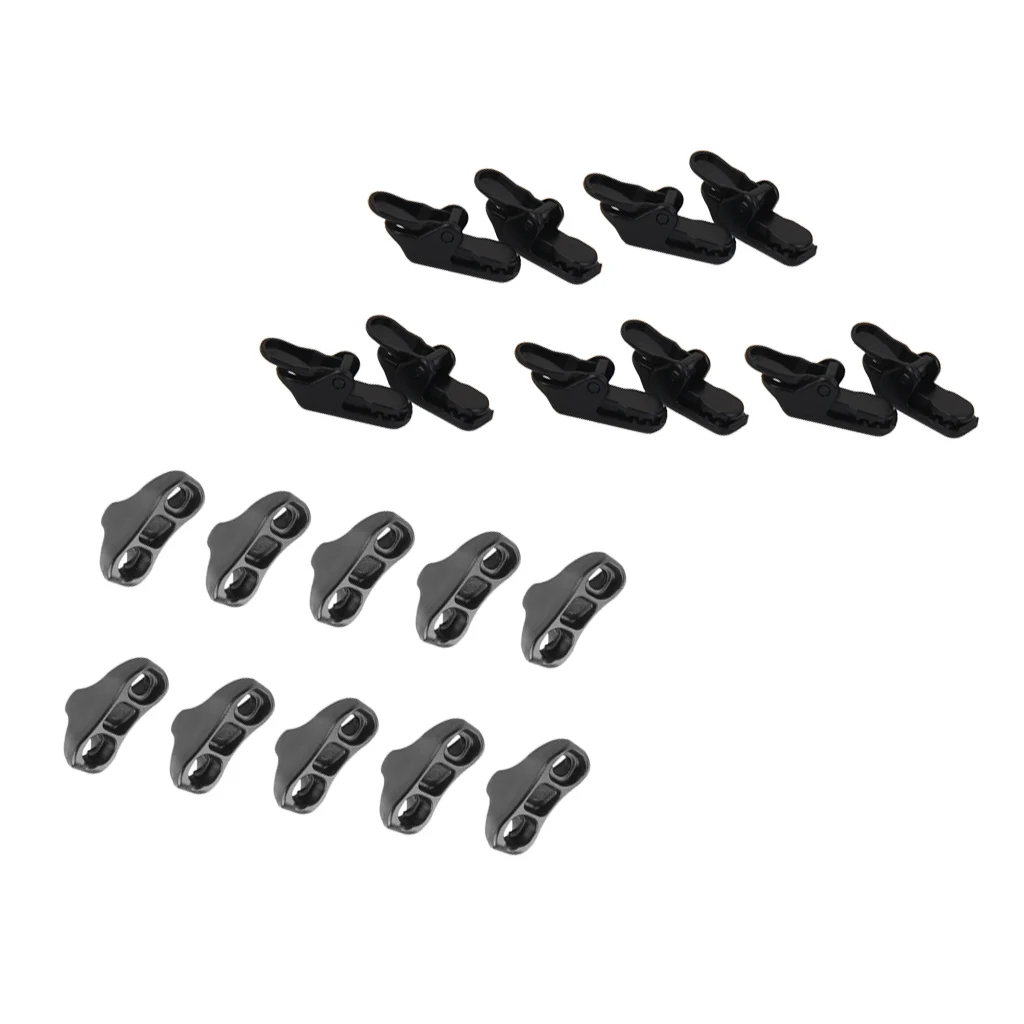 10 X Awning Clamp Tarp Clips Snap Tent Tighten Tool + Rope Tensioner