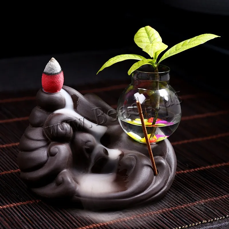 Backflow Incense Burner Cute Monkey King Censer Smoke Waterfall With Vase Ceramic Incense Holder Decor Home Aromatherapy Censer