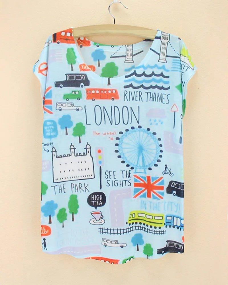 

london city 3d print roupas femininas 2015 new coming river thames ferris wheel women clothing cheap wholesale t shirt womens