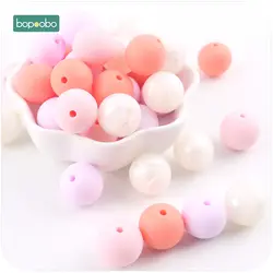 Bopoobo силиконовые шарики можно погрызть 12 мм 30 шт. розовый бусины прорезывания зубов аксессуары DIY цепочка для прорезывания зубов для