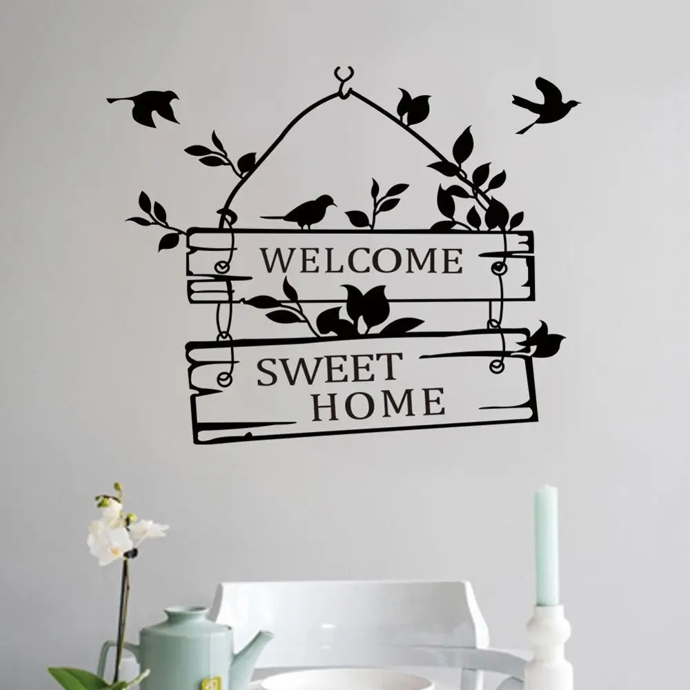 

Welcome Sweet Home Wall Decals For Door Home Decoration DIY Decorative Art Wall Stickers For Home Poster