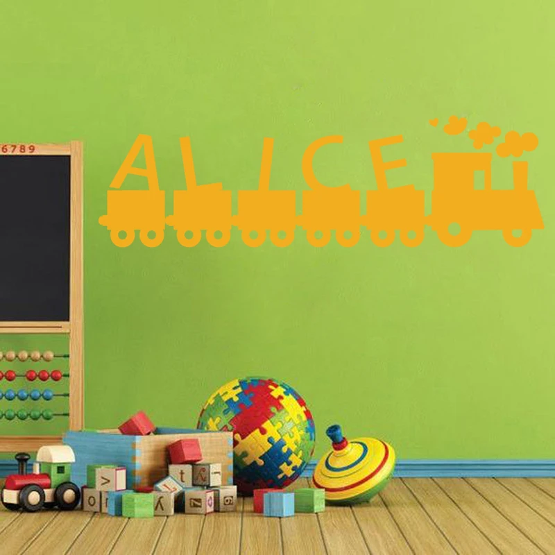 Train Smoke Personalized Customized Name Wall Stickers for Kids Room Boys Art Decor Vinyl Decals Baby Play YY10 | Дом и сад