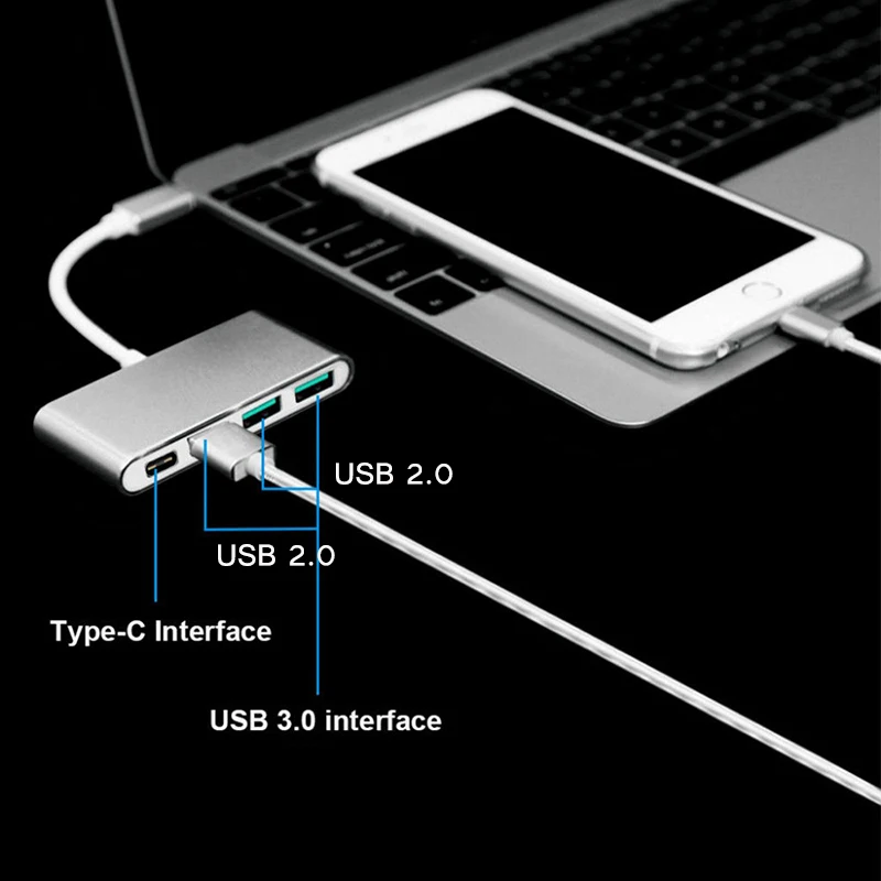 USB C концентратор type-C концентратор USB 3,0 концентратор разветвитель USB-C зарядки питания Соединительный Кабель-адаптер usb-хаб 3 порта для MacBook pc tablet