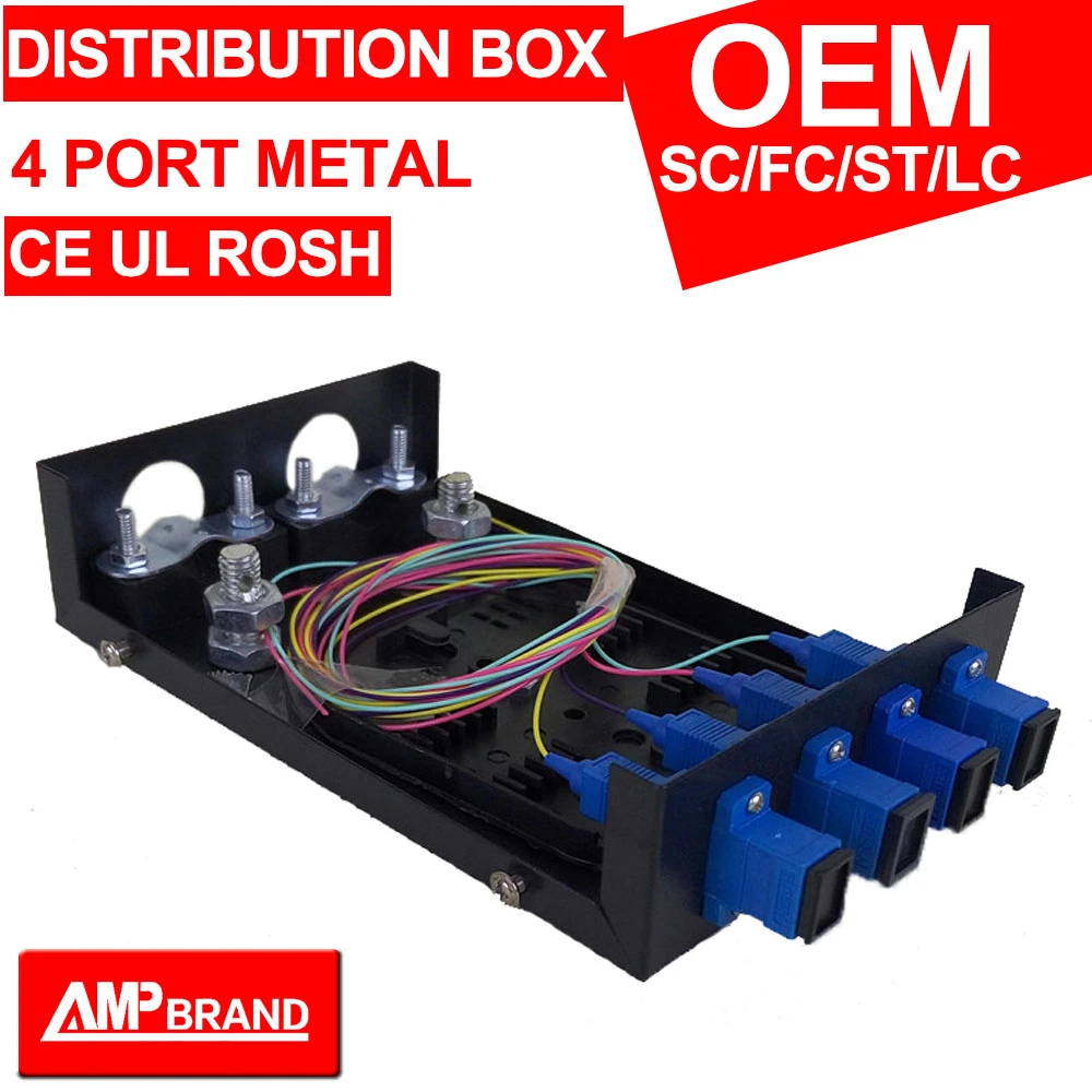 Indoor And Outdoor 4 Port Odf Box Metal Shell With Sc Adaptor And Sc 0 9mm Sm Sx Pigtail Shell Big Shells Onlybox Animal Aliexpress