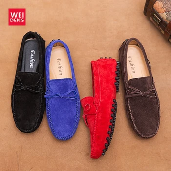 WeiDeng Men Casual Shoes Leather Loafers Man Flats Lace Up Comfortable Breathable Shoes Driving Oxfords Shoes Moccasins Fashion renben leather casual women shoes fashion flats walking loafers female shoes durable breathable lace up shoes zapatillas mujer