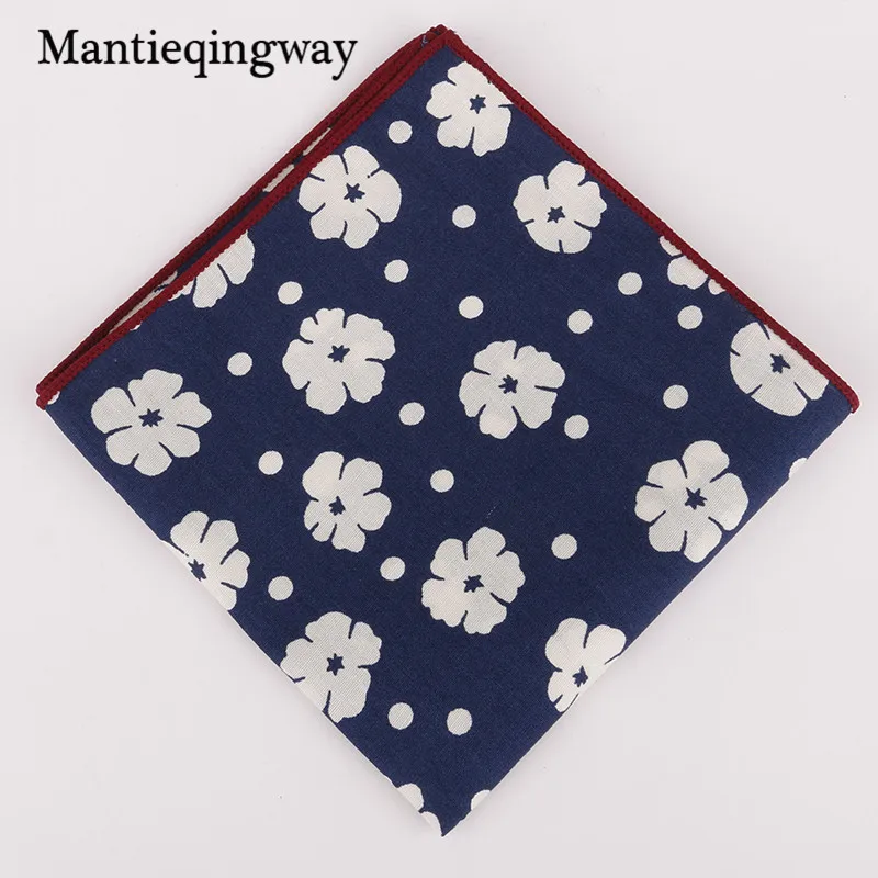 Mantieqingway Новое поступление хлопок цветочный принт носовые платки карман мужской