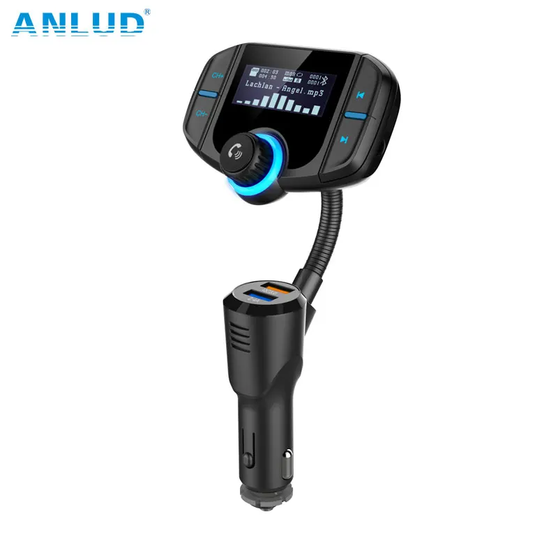 ANLUD FM передатчик Bluetooth модулятор 2 порта Быстрая зарядка 3 0 зарядное устройство
