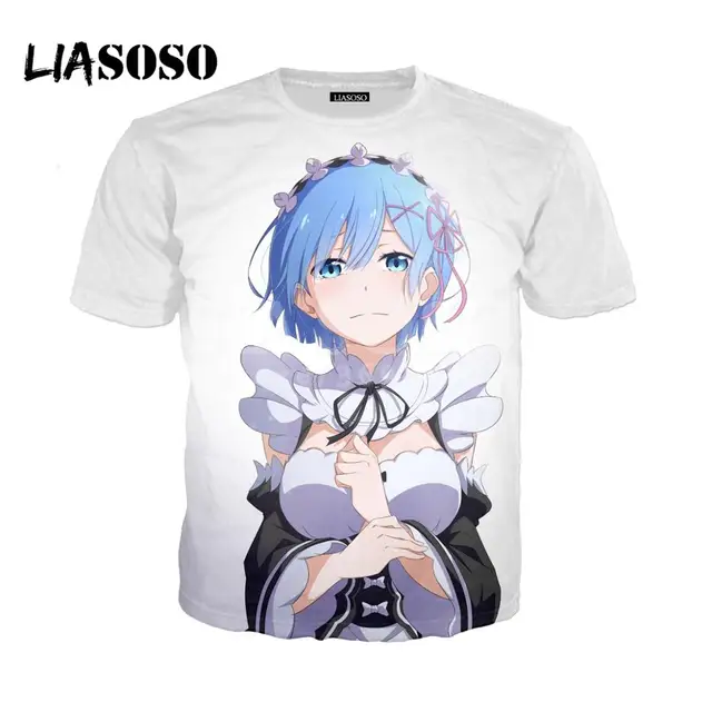 LIASOSO 3D Print Women Men Anime Rezero Rem Ram Cute GIrl Tshirt