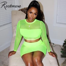 Rockmore уличная сумка с высокой талией сетчатая короткая юбка женская прозрачная эластичная Женская Эротичная миниюбка Женская мода в сеточку