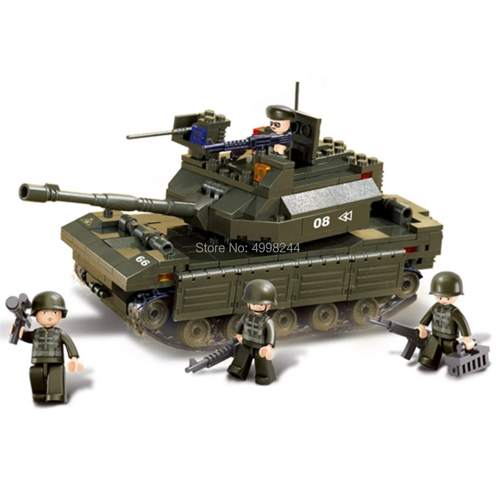 Sluban 6500 312 шт. в стиле милитари главный боевой танк строительный блок 4 игрушка |
