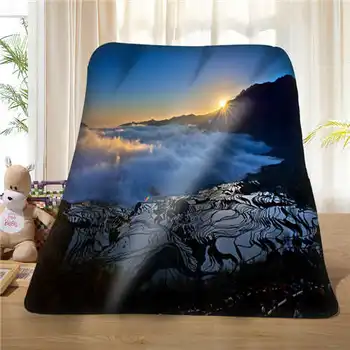 

Custom Mountain View Sunset (1) Blanket Soft Fleece DIY Your Picture Decoration Bedroom Sofa Multi Size#929-02-003-86