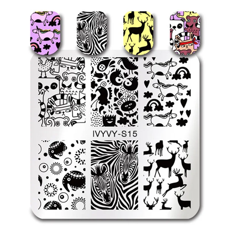 Новая серия ногтей штамповки пластины DIY изображения Konad Дизайн ногтей маникюр шаблоны трафареты салон красоты лак Инструменты - Цвет: IVYVYS15