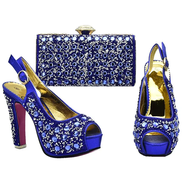 Последней итальянской коллекции; комплект из обуви и сумки, украшенные Стразы Для женщин комплект из обуви и сумки s в комплекте; комплект из свадебной обуви и комплекты с сумкой для вечерние - Цвет: Синий