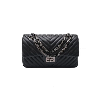 

Small fragrance bag 2019 new ins net red small black rhombic chain bag V soft leather shoulder Messenger bag