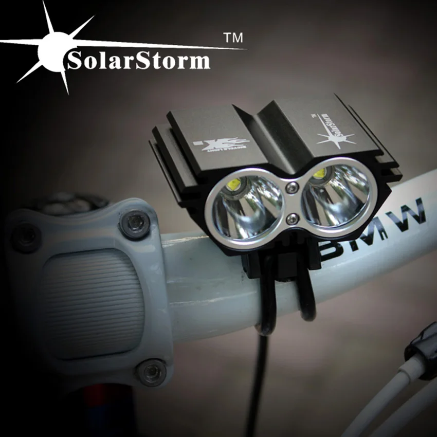 SolarStorm X2 водонепроницаемый велосипедный светильник 5000лм 2 X T6 светодиодный передний велосипедный головной светильник с двумя лампами для велосипедного велосипеда светодиодный+ аккумулятор 18650 - Цвет: Светло-серый