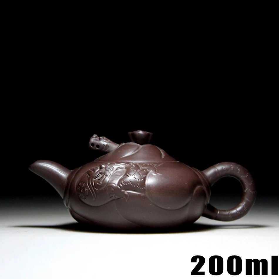 

Authentic Yixing Teapot Famous Handmade Tea Pot 200ml Purple Clay Tea Infuser Ceramic Porcelain Kettle Collection Precious Gift