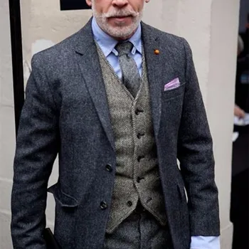 Skup Szary Mężczyźni Garnitur Terno 2017 Slim Fit 3 Sztuka Obcisłe Męskie Garnitury Najnowsze Wzory Płaszcz Pant Casual Tuxedo Wysokiej Jakości Marynarka Vestido