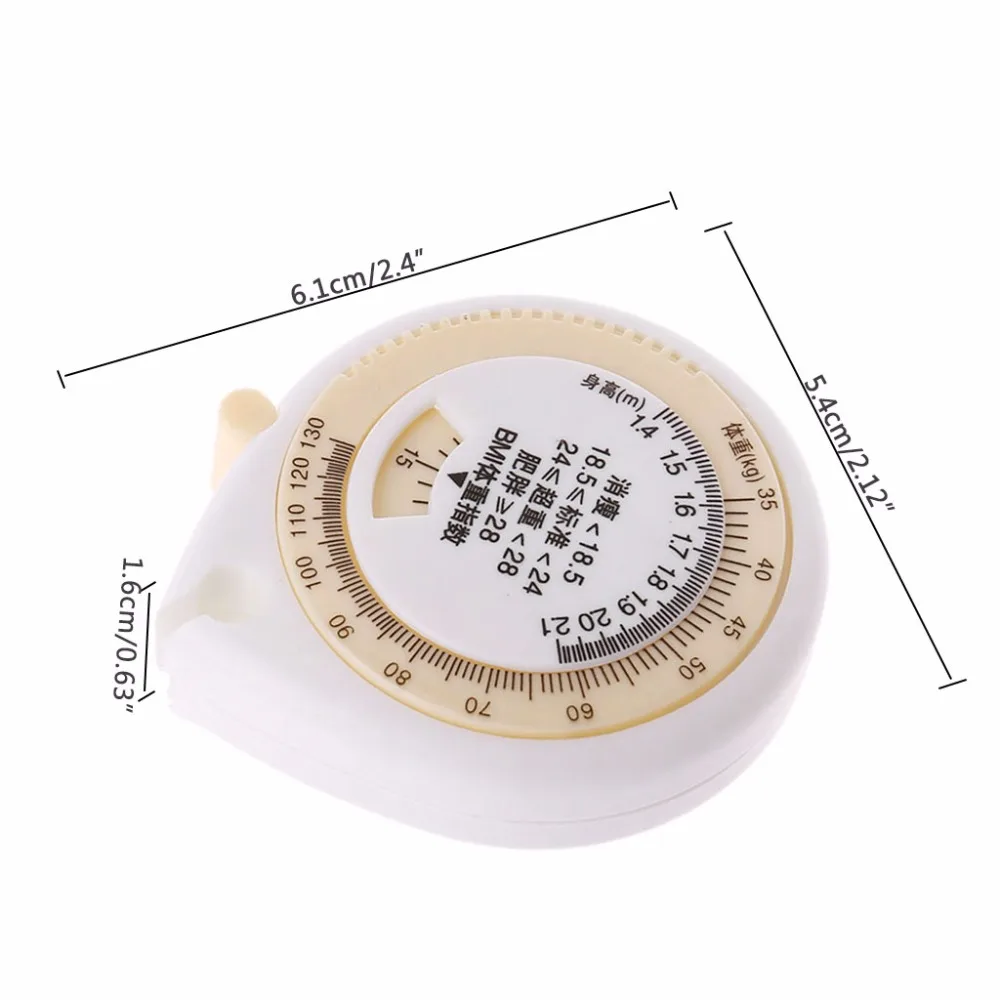 150cm Tape Measure BMI Body Mass Index Waist Hip Measurement Retractable Ruler ABS shell+ PVC