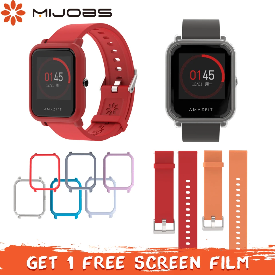 Силиконовый чехол Mijobs для Amazfit Bip 20 мм из поликарбоната умных часов Xiaomi Huami BIT PACE Lite