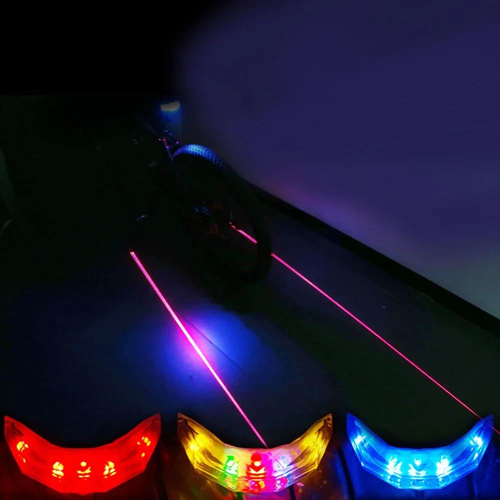 Светодиодный светильник ночник 2 Laser + 5 светодиодный задний фонарь для велосипеда