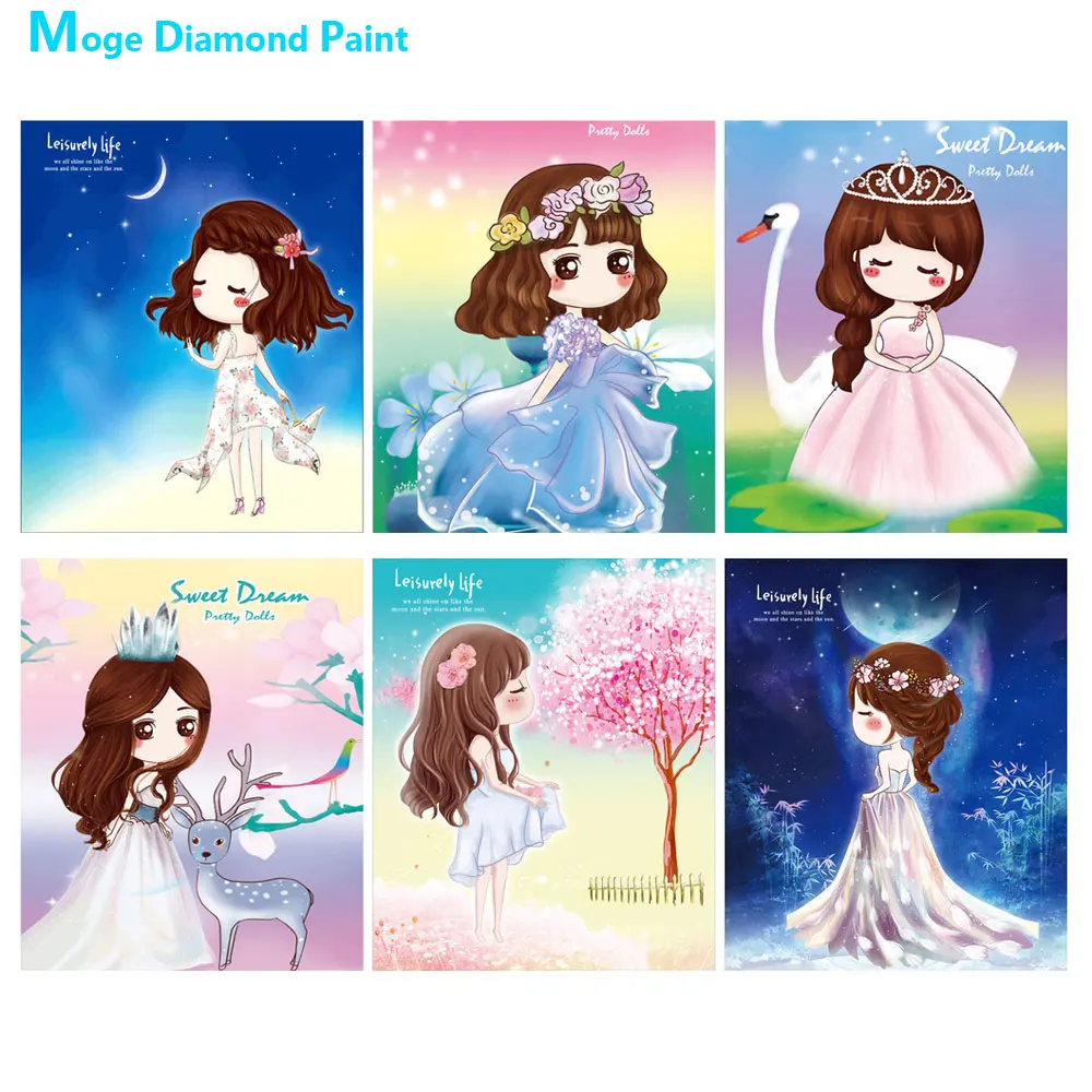 

Love little girls Diamond Painting Full Round Cartoon children New DIY Sticking Drill Cross Embroidery 5D simple Home Decoration
