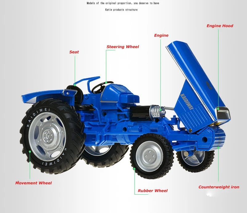 Литой под давлением трактор сельскохозяйственный грузовик 1:18 колеса и катепиллар с прицепами Ретро модель автомобиля коллекция для детей хобби игрушки