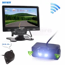 Diykit 7 дюймов Сенсорная Кнопка Ультратонкий автомобиль Мониторы + светодиод заднего вида автомобиля Камера Беспроводной парковочный радар Сенсор помощь Системы комплект